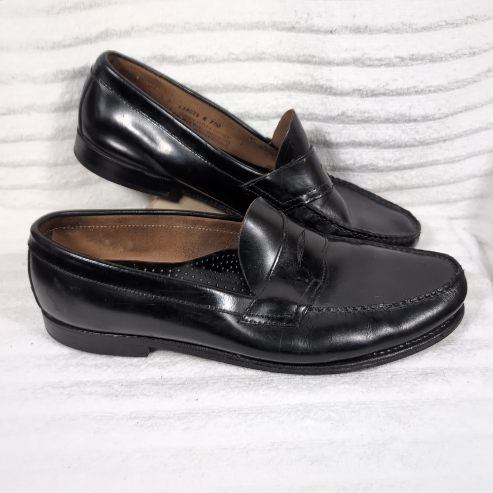 GH Bass Weejuns Logan Size 14 Black Slip On Penny Loafers Leather Shoes